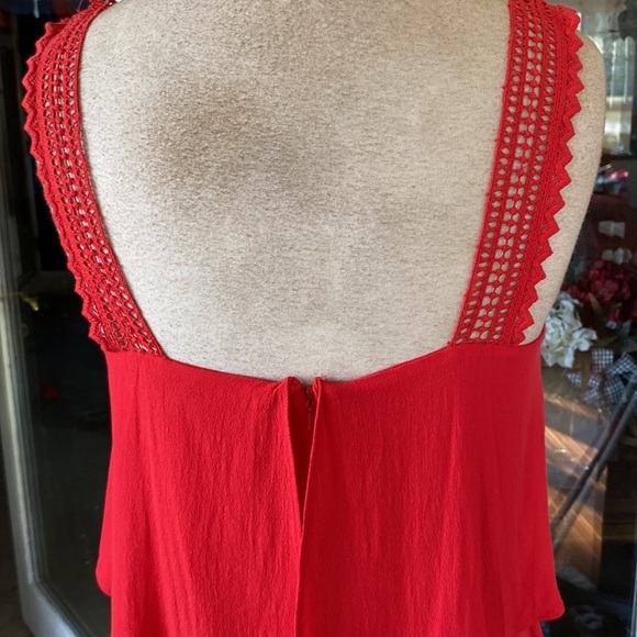 EUC MAEVE FOR ANTHRO MELON COLORED SLEEVELESS DRESS RUFFLE TOP SZ 2P(fits like 6 - Picture 7 of 14